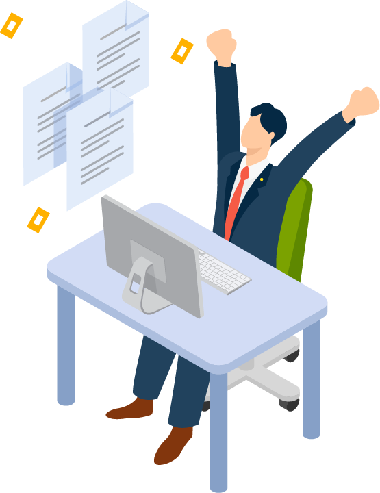 喜ぶ社労士の先生のイラスト